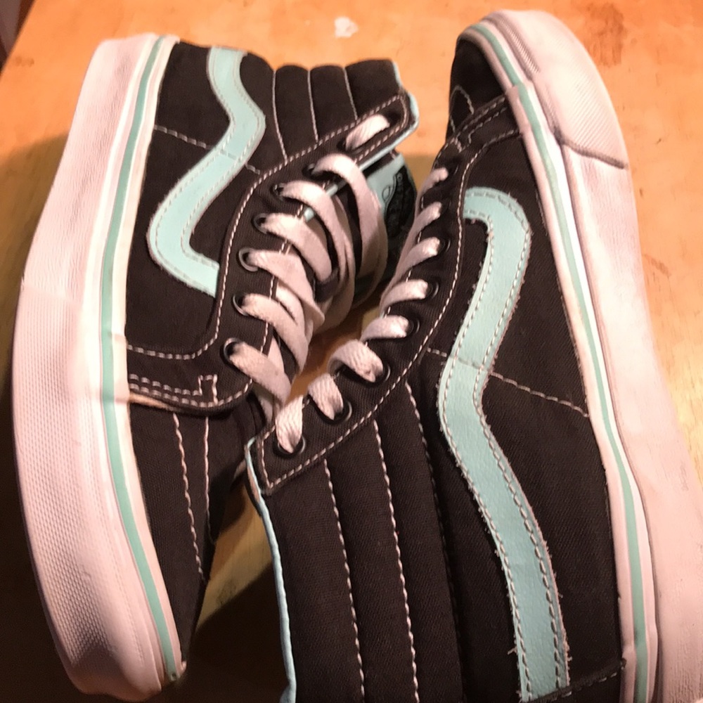 Men black and teal hi top Vans